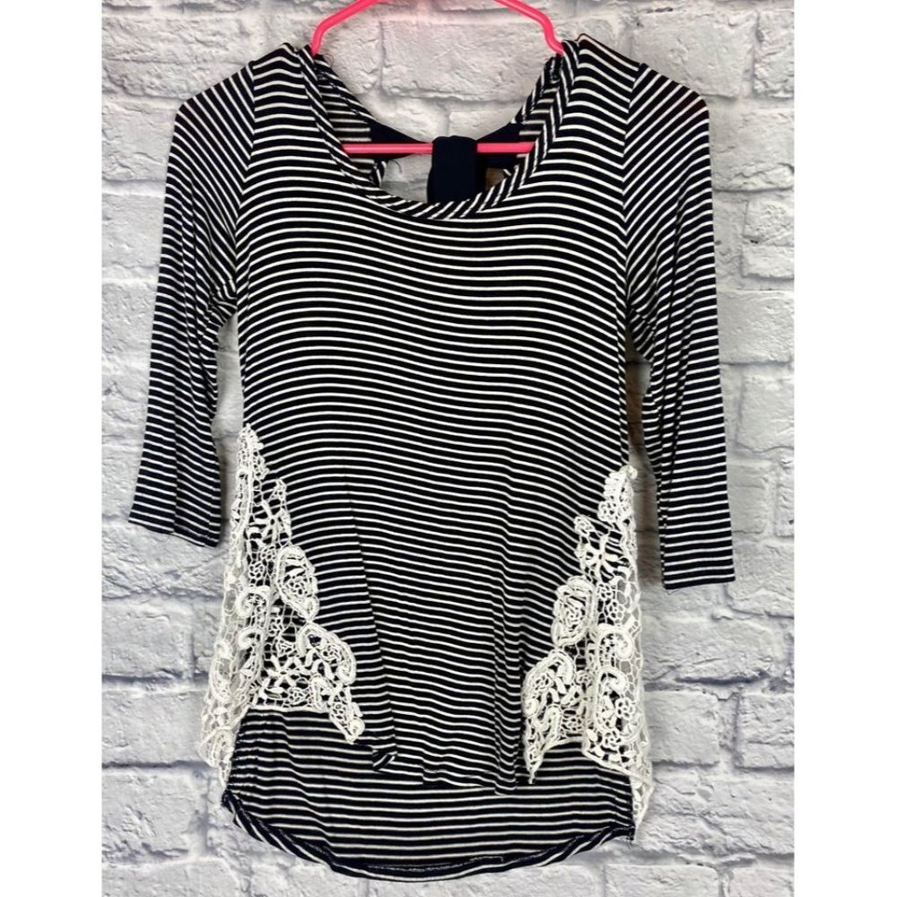 Striped and Lace Blouse Small